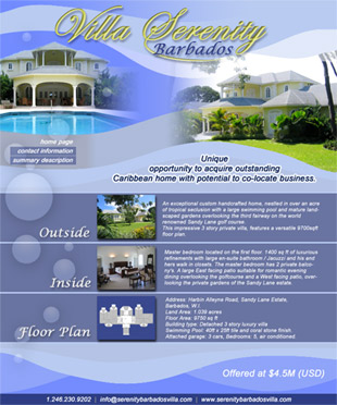 Click to visit the Serenity Villa in Barbados web site